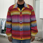 Colorful Mexican Woven Pattern Print Men's Shirt Jacket