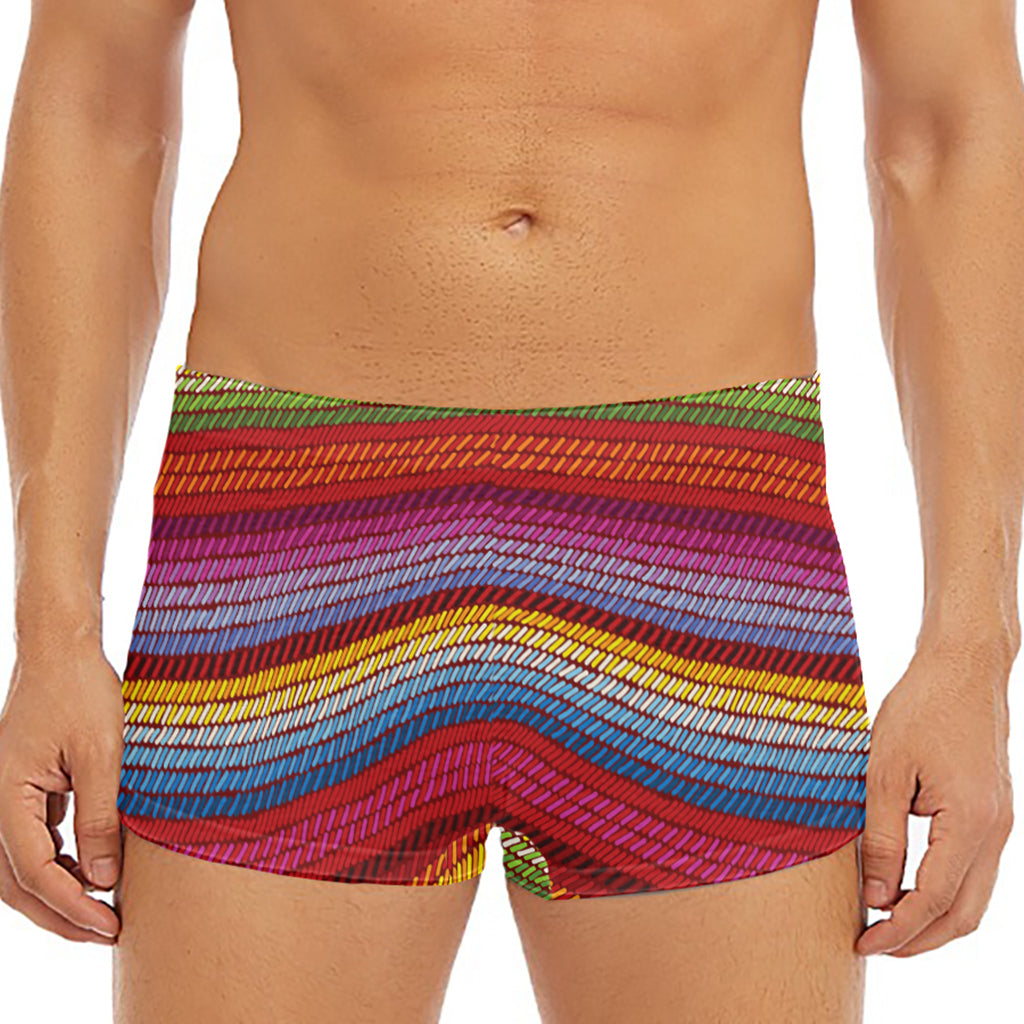 Colorful Mexican Woven Pattern Print Men's Short Boxer Briefs
