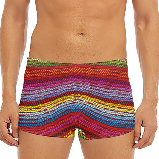 Colorful Mexican Woven Pattern Print Men's Short Boxer Briefs