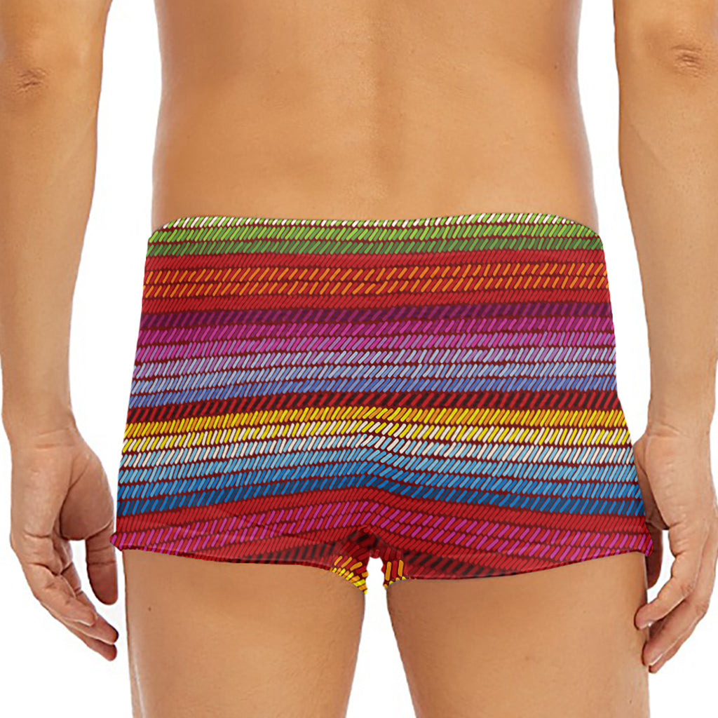 Colorful Mexican Woven Pattern Print Men's Short Boxer Briefs