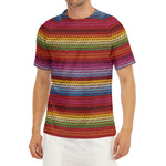 Colorful Mexican Woven Pattern Print Men's Short Sleeve Rash Guard
