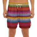 Colorful Mexican Woven Pattern Print Men's Split Running Shorts