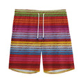 Colorful Mexican Woven Pattern Print Men's Athletic Shorts