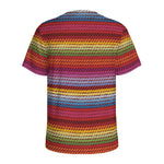 Colorful Mexican Woven Pattern Print Men's Sports T-Shirt