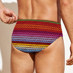 Colorful Mexican Woven Pattern Print Men's Swim Briefs