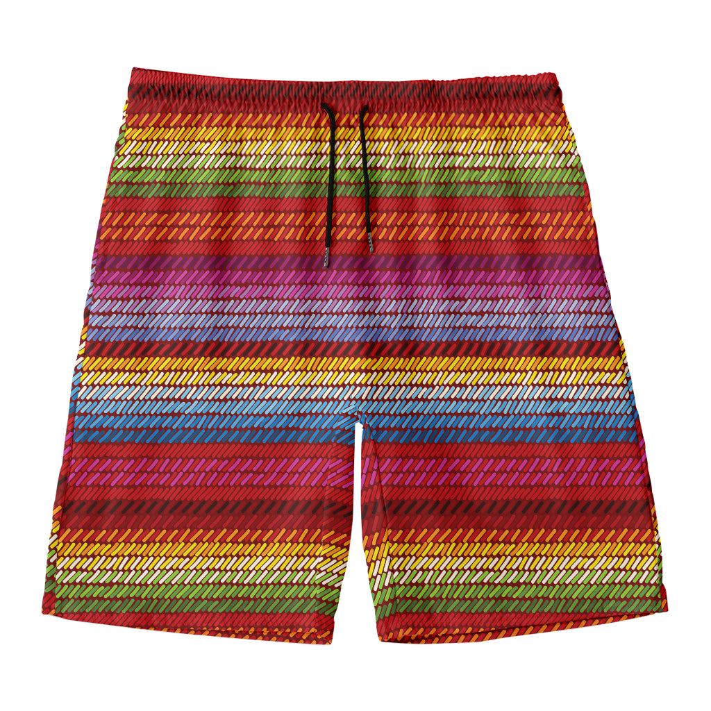 Colorful Mexican Woven Pattern Print Men's Swim Trunks