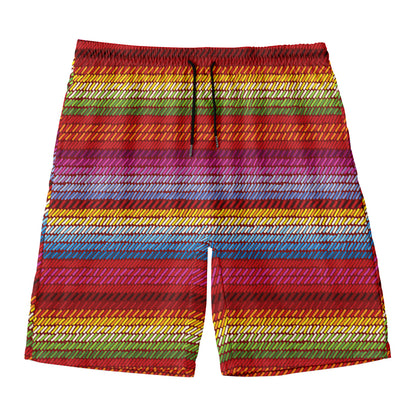 Colorful Mexican Woven Pattern Print Men's Swim Trunks