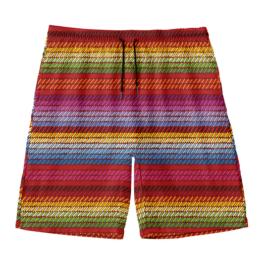 Colorful Mexican Woven Pattern Print Men's Swim Trunks