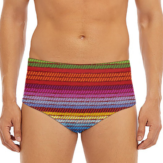 Colorful Mexican Woven Pattern Print Men's Triangle Swim Briefs
