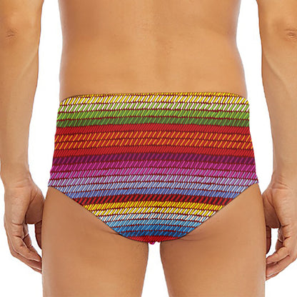 Colorful Mexican Woven Pattern Print Men's Triangle Swim Briefs