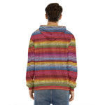 Colorful Mexican Woven Pattern Print Men's Velvet Pullover Hoodie
