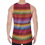 Colorful Mexican Woven Pattern Print Men's Velvet Tank Top