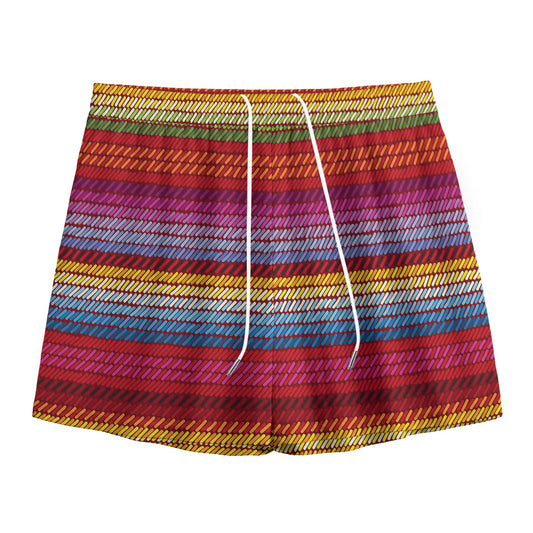 Colorful Mexican Woven Pattern Print Mesh Shorts