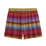 Colorful Mexican Woven Pattern Print Mesh Shorts