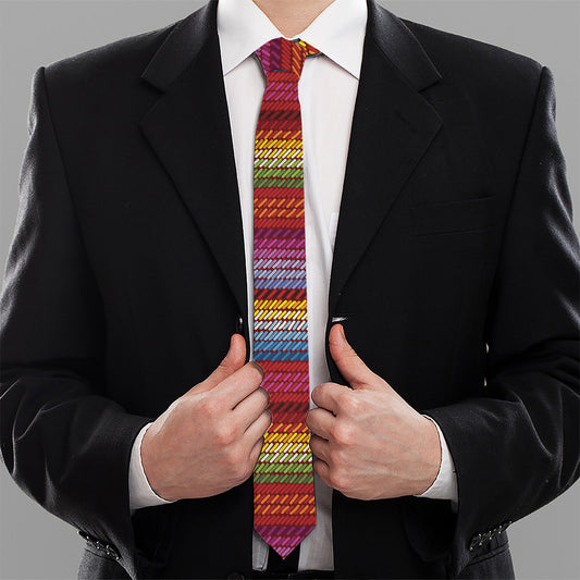 Colorful Mexican Woven Pattern Print Necktie