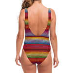 Colorful Mexican Woven Pattern Print One Piece Swimsuit