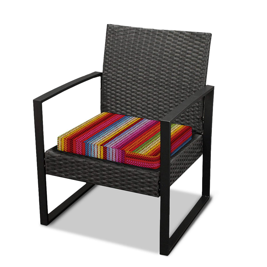 Colorful Mexican Woven Pattern Print Outdoor Seat Cushion Cover