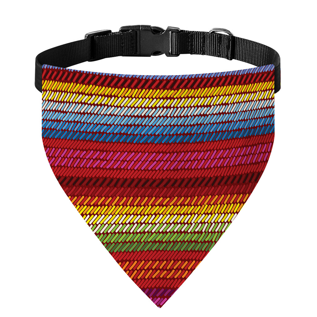 Colorful Mexican Woven Pattern Print Over The Collar Dog Bandana
