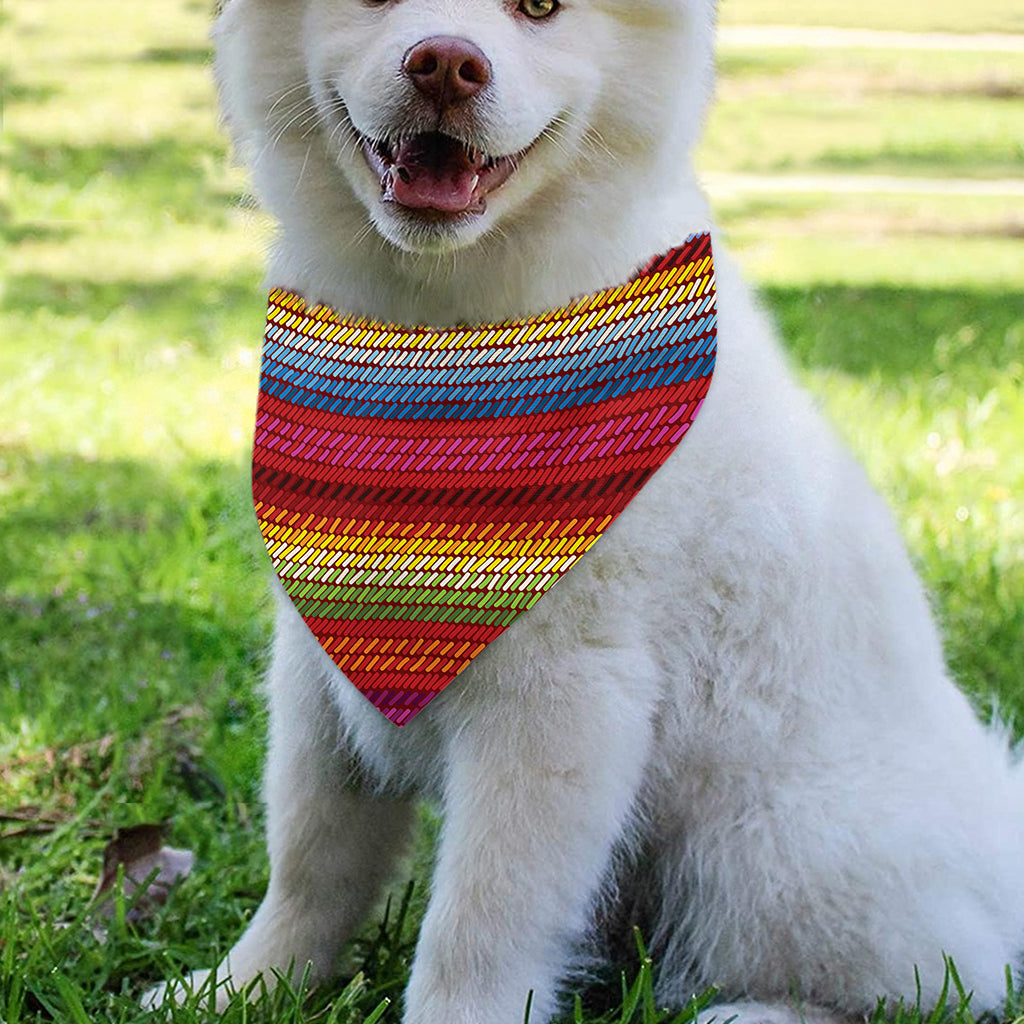 Colorful Mexican Woven Pattern Print Over The Collar Dog Bandana