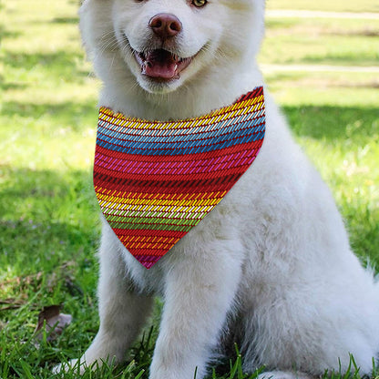 Colorful Mexican Woven Pattern Print Over The Collar Dog Bandana