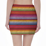 Colorful Mexican Woven Pattern Print Pencil Mini Skirt