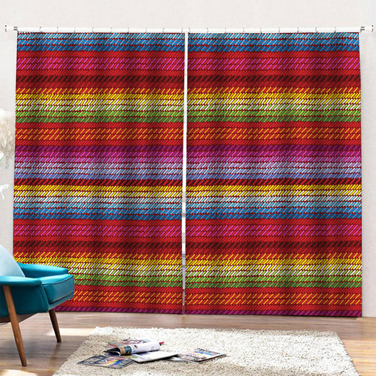 Colorful Mexican Woven Pattern Print Pencil Pleat Curtains
