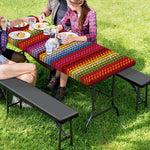 Colorful Mexican Woven Pattern Print Picnic Table Cover