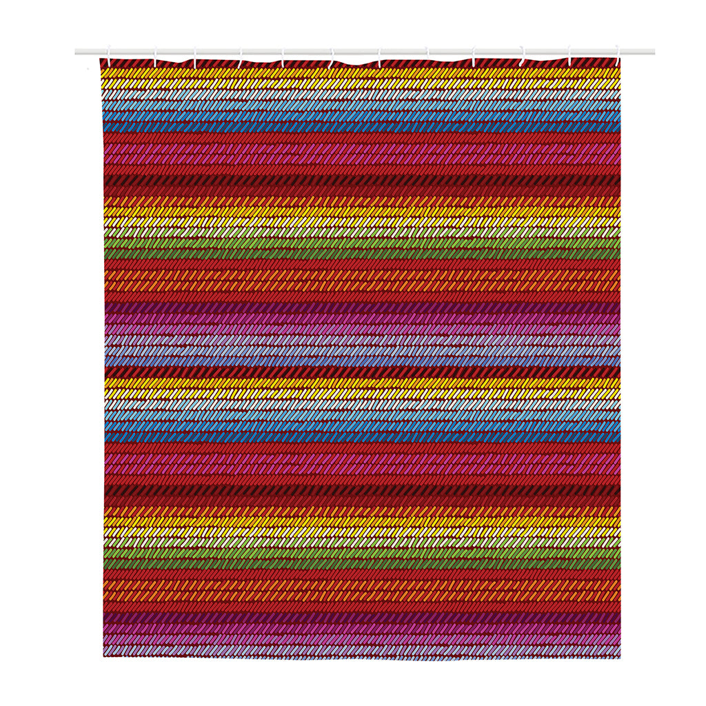 Colorful Mexican Woven Pattern Print Polyester Shower Curtain