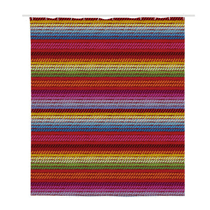 Colorful Mexican Woven Pattern Print Polyester Shower Curtain