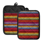 Colorful Mexican Woven Pattern Print Pot Holders With Pocket