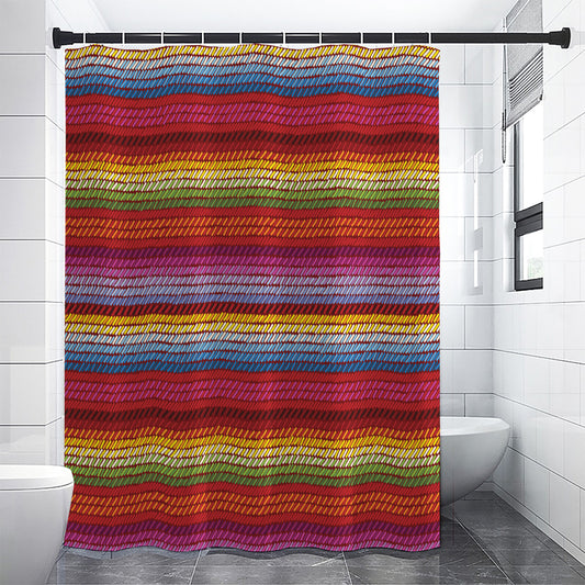 Colorful Mexican Woven Pattern Print Premium Shower Curtain