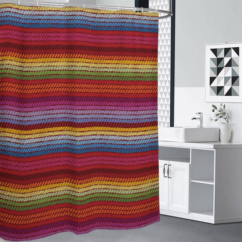 Colorful Mexican Woven Pattern Print Premium Shower Curtain