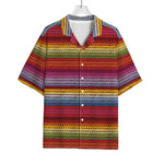 Colorful Mexican Woven Pattern Print Rayon Hawaiian Shirt