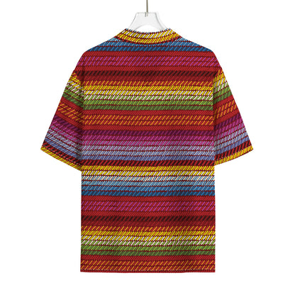Colorful Mexican Woven Pattern Print Rayon Hawaiian Shirt