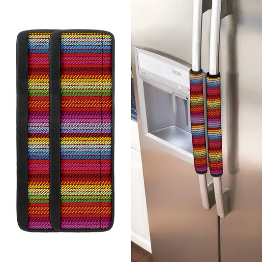 Colorful Mexican Woven Pattern Print Refrigerator Handle Covers