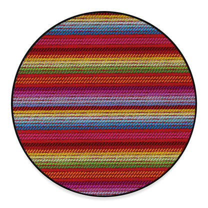 Colorful Mexican Woven Pattern Print Round Floor Mat