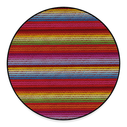 Colorful Mexican Woven Pattern Print Round Floor Mat