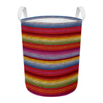 Colorful Mexican Woven Pattern Print Round Laundry Basket