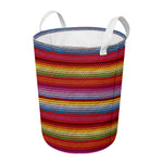 Colorful Mexican Woven Pattern Print Round Laundry Basket