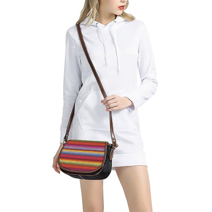 Colorful Mexican Woven Pattern Print Saddle Bag