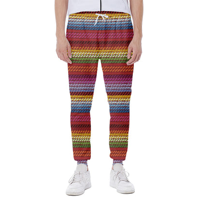 Colorful Mexican Woven Pattern Print Scuba Joggers