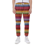 Colorful Mexican Woven Pattern Print Scuba Joggers