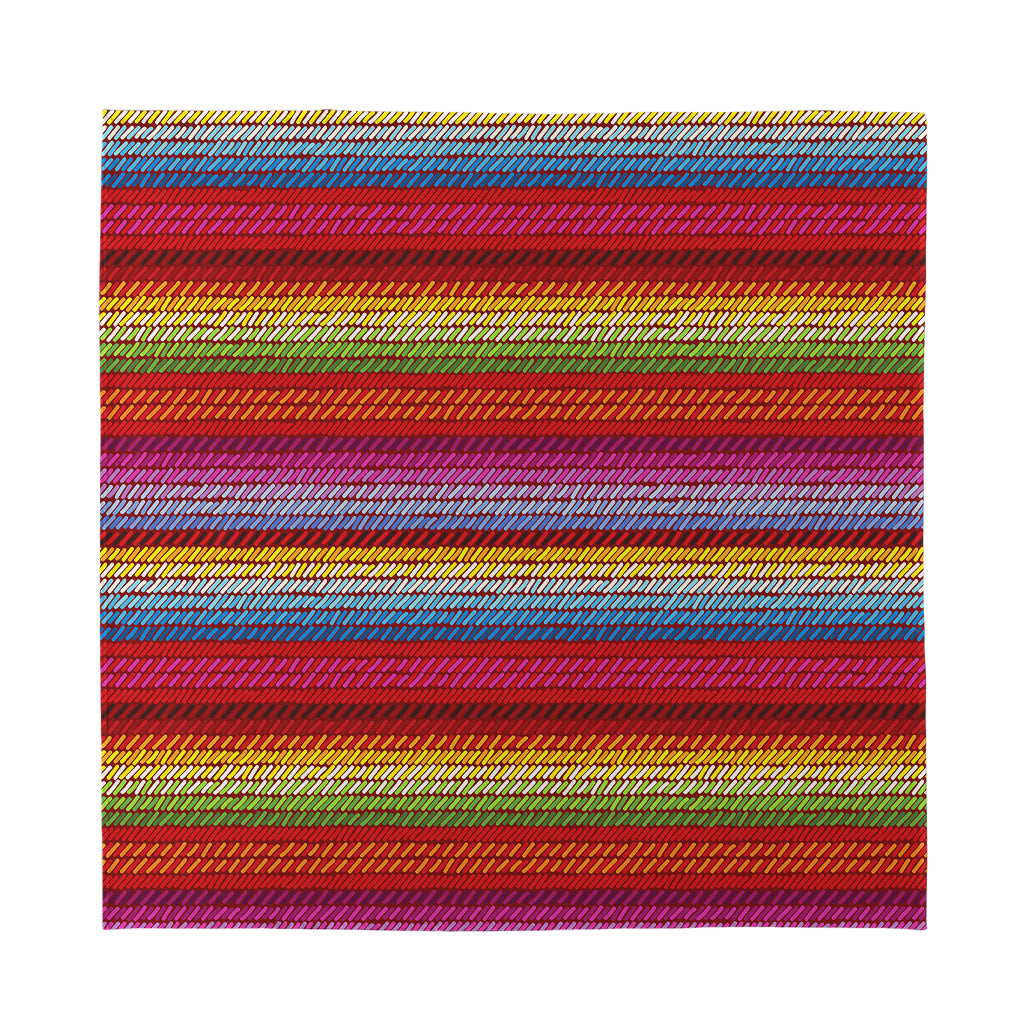 Colorful Mexican Woven Pattern Print Silk Bandana