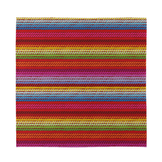 Colorful Mexican Woven Pattern Print Silk Bandana