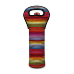 Colorful Mexican Woven Pattern Print Single Neoprene Wine Tote