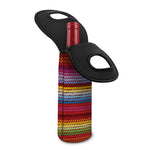 Colorful Mexican Woven Pattern Print Single Neoprene Wine Tote