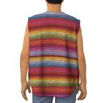 Colorful Mexican Woven Pattern Print Sleeveless Baseball Jersey