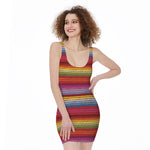Colorful Mexican Woven Pattern Print Sleeveless Bodycon Dress