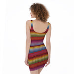 Colorful Mexican Woven Pattern Print Sleeveless Bodycon Dress
