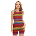 Colorful Mexican Woven Pattern Print Sleeveless One Piece Swimsuit